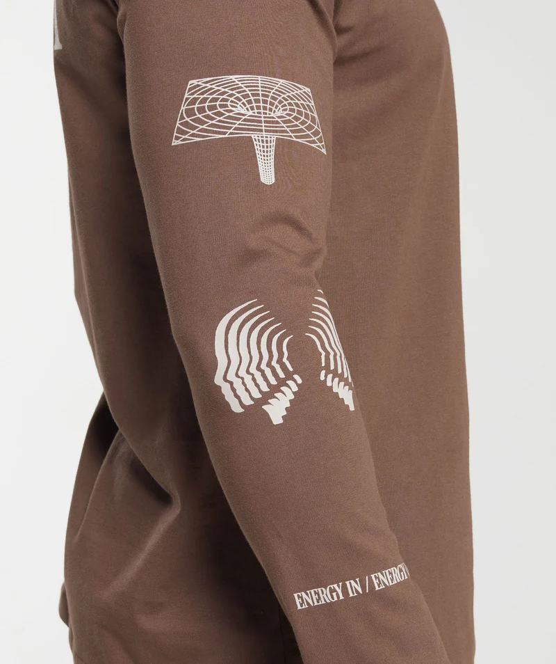 Gymshark Hybrid Wellness Long Sleeve T-Shirt - Penny Brown