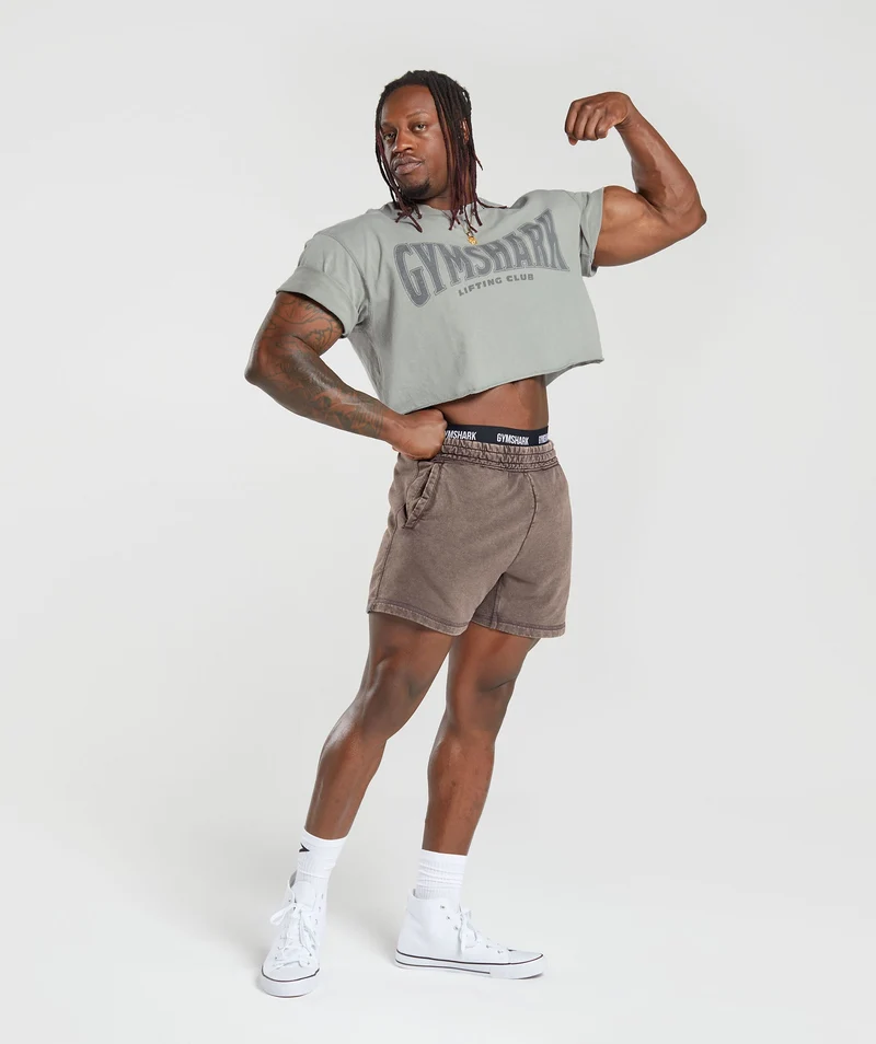 Gymshark Heritage 5" Shorts - Penny Brown/Acid Wash Small Ball