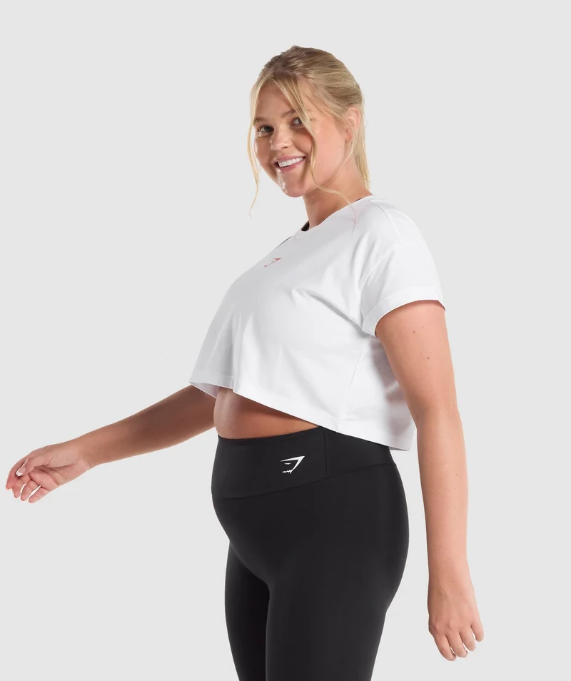 Gymshark Training Alone Graphic Crop T-Shirt - White