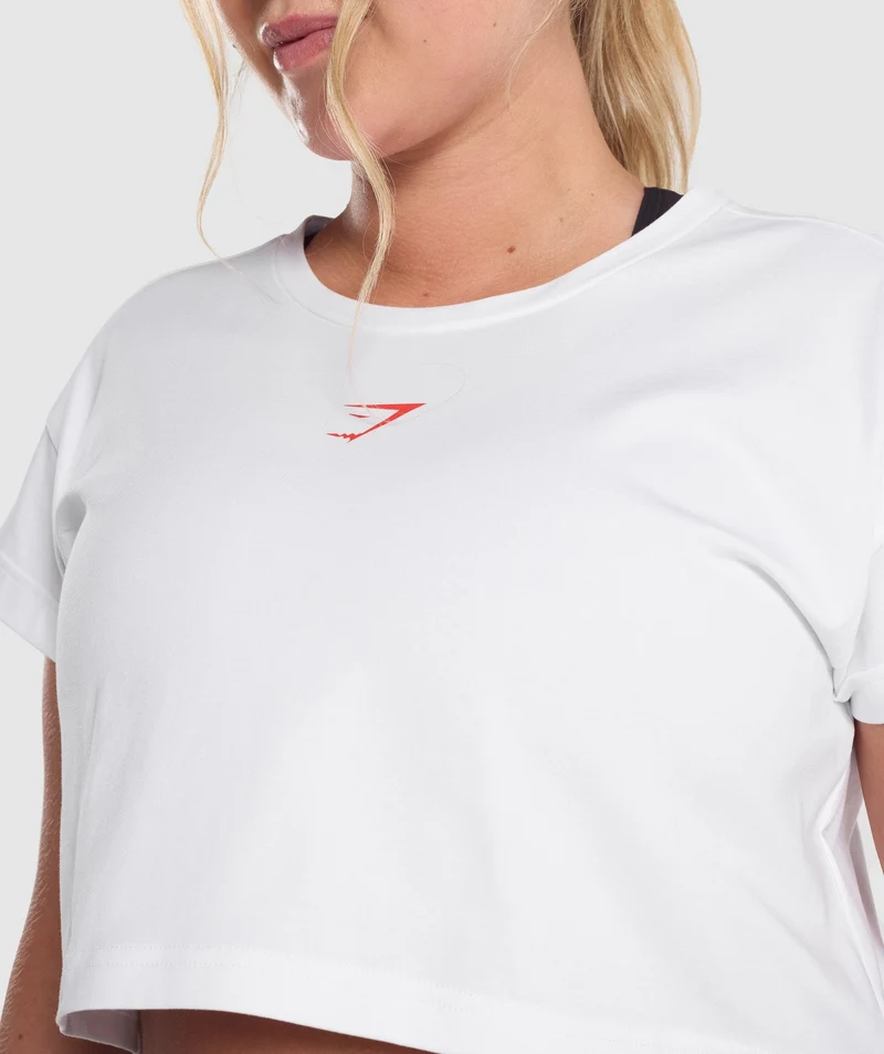 Gymshark Training Alone Graphic Crop T-Shirt - White
