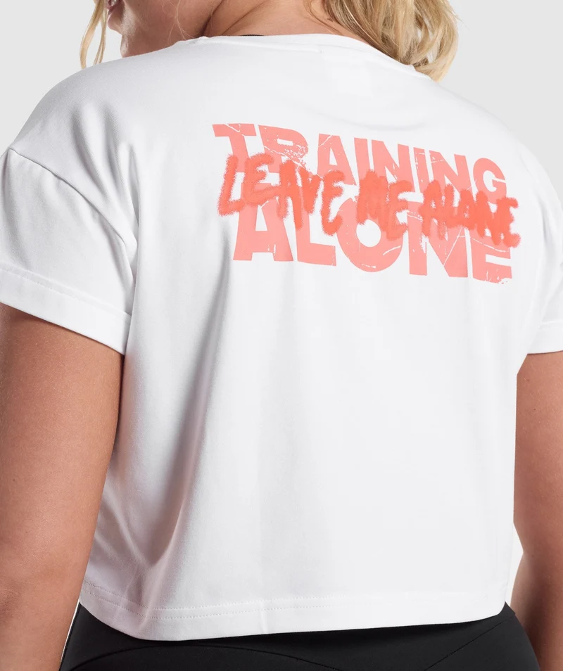 Gymshark Training Alone Graphic Crop T-Shirt - White