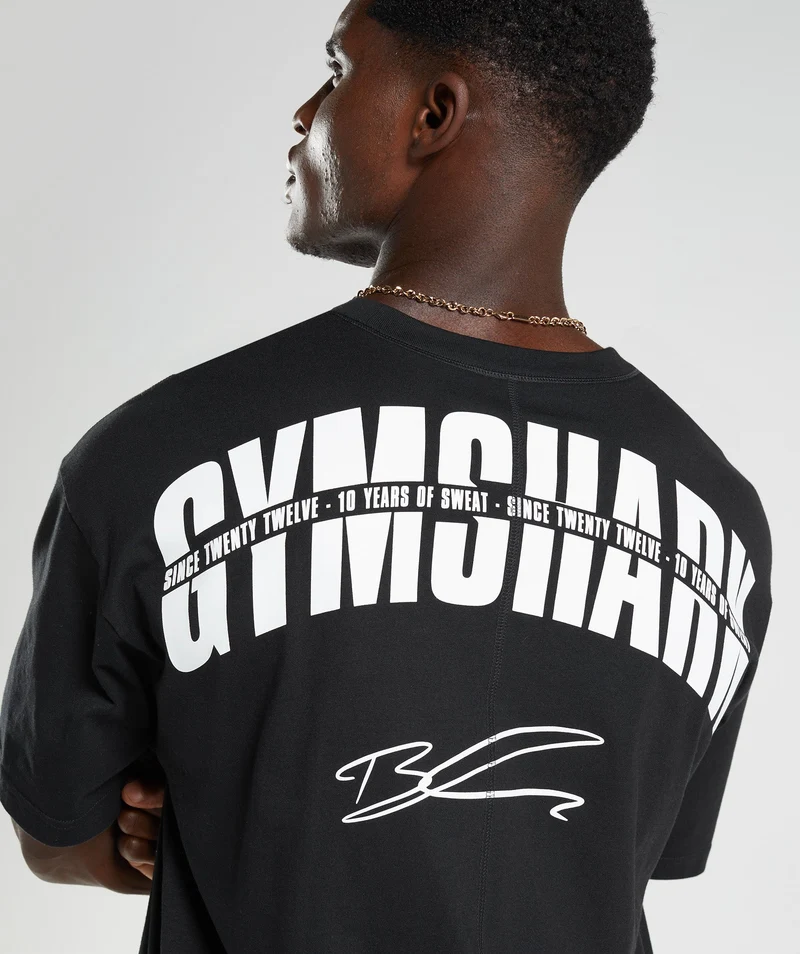 Gymshark GS10 Year Oversized T-Shirt - Black