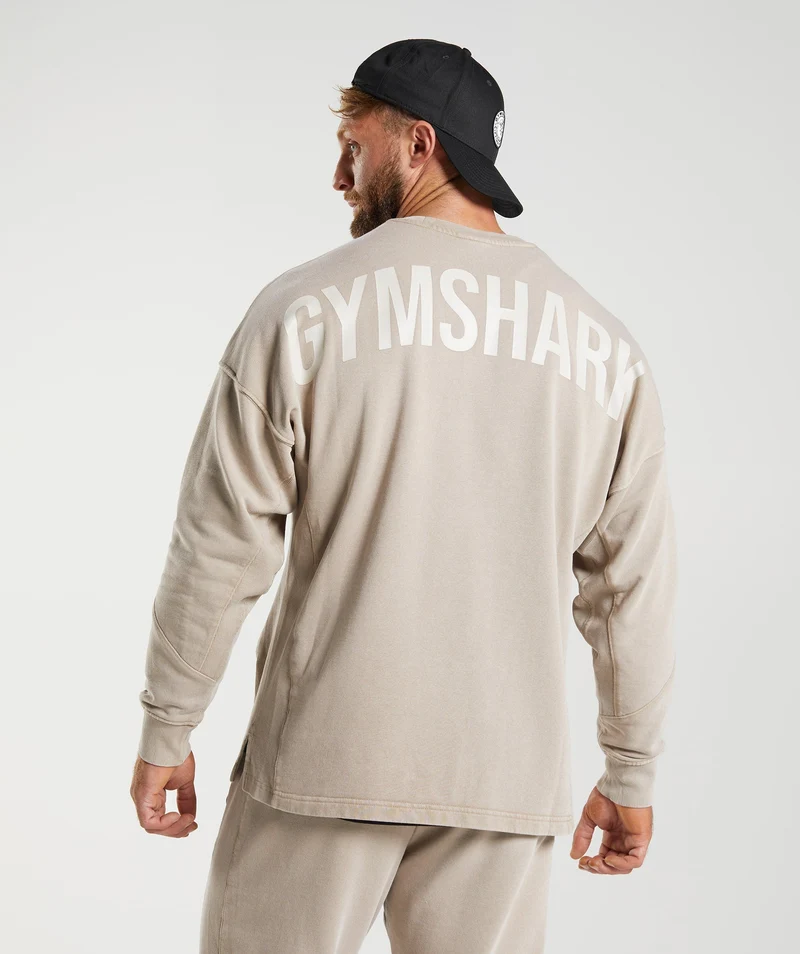 Gymshark Power Washed Crew - Cement Brown