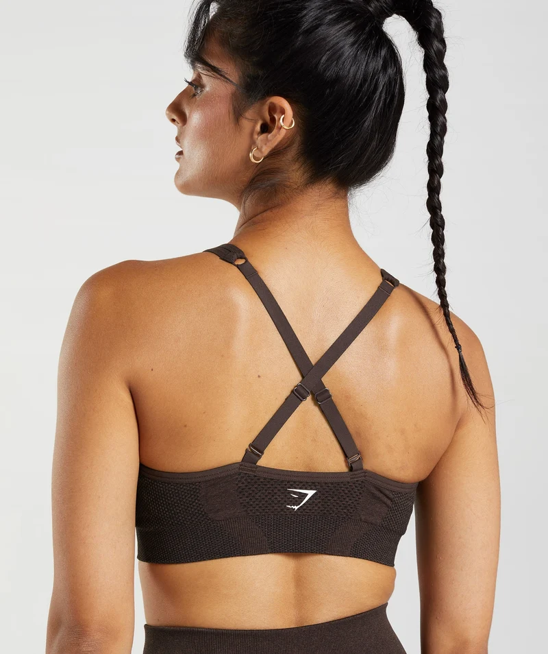 Gymshark Vital V Neck Sports Bra - Cherry Brown Marl