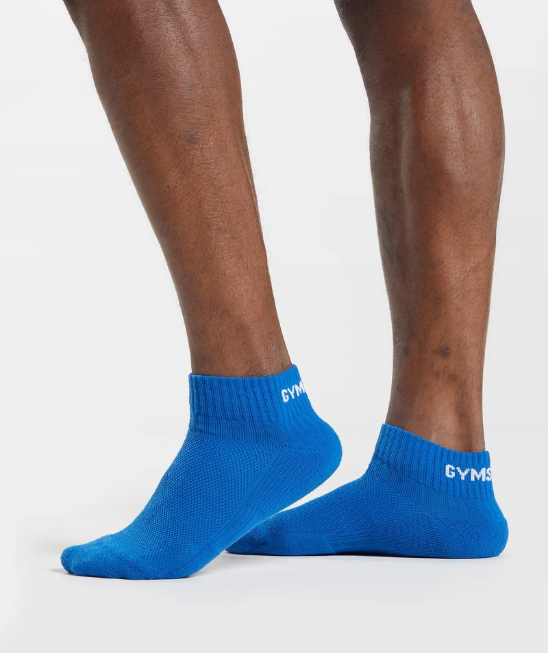 Gymshark Jacquard Quarter Socks 3Pk - Aqua Blue/Digital Violet/Meridian Blue
