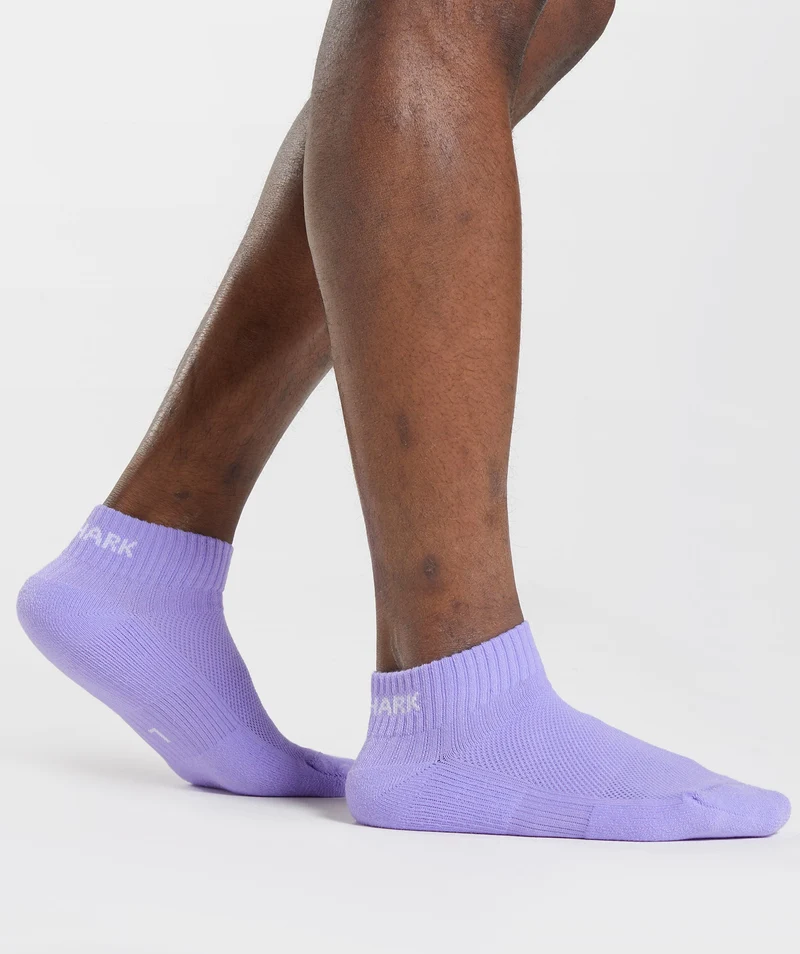 Gymshark Jacquard Quarter Socks 3Pk - Aqua Blue/Digital Violet/Meridian Blue