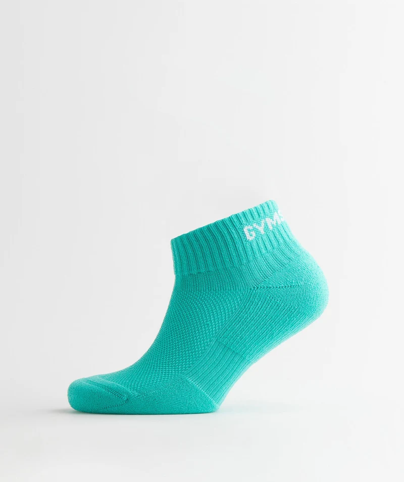 Gymshark Jacquard Quarter Socks 3Pk - Aqua Blue/Digital Violet/Meridian Blue