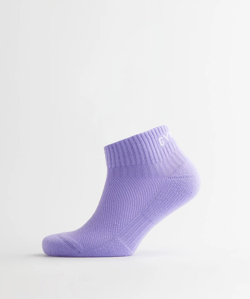 Gymshark Jacquard Quarter Socks 3Pk - Aqua Blue/Digital Violet/Meridian Blue