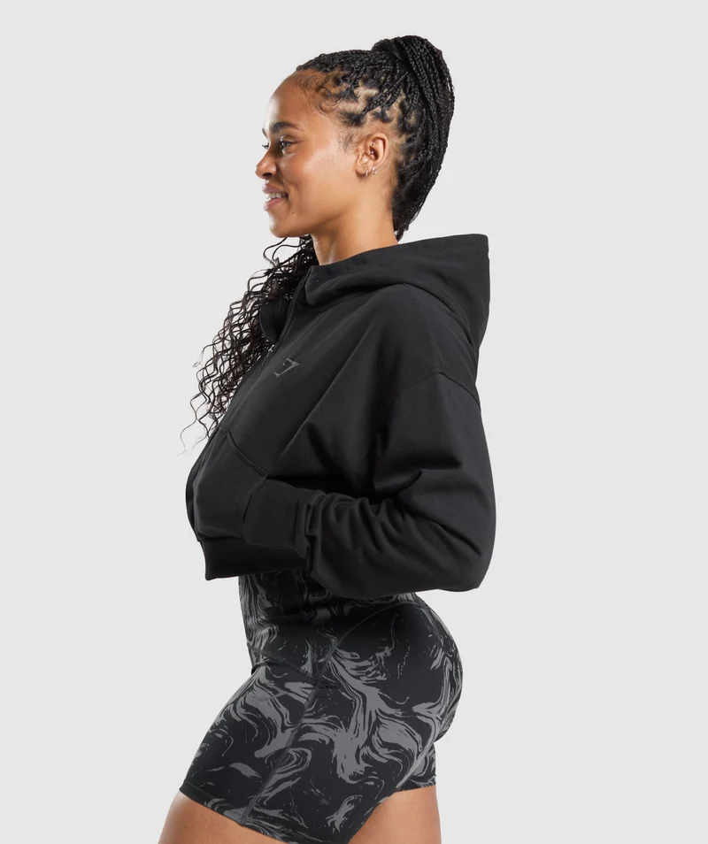 Gymshark GS Power Cropped Zip Hoodie - Black