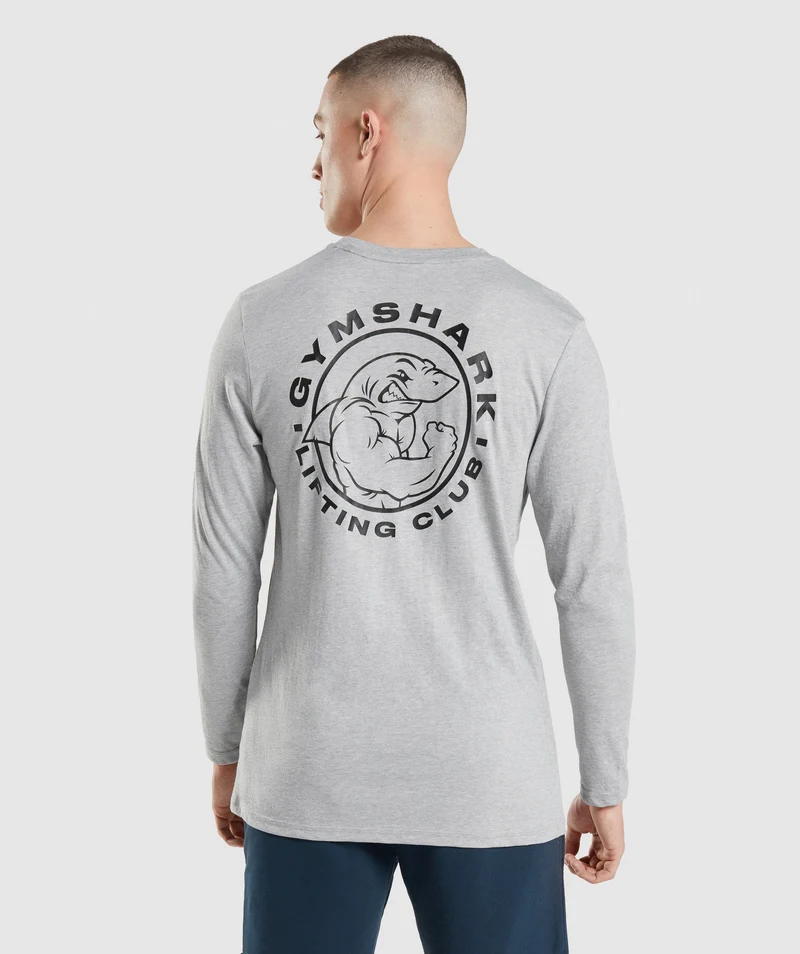 Gymshark Legacy Long Sleeve T-Shirt - Light Grey Core Marl