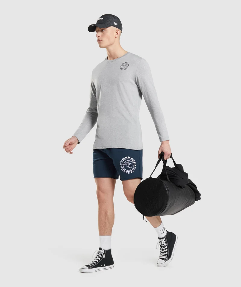 Gymshark Legacy Long Sleeve T-Shirt - Light Grey Core Marl
