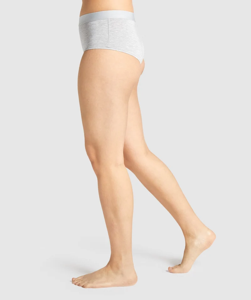 Gymshark Cotton Boyfriend Shorts - Light Grey Marl