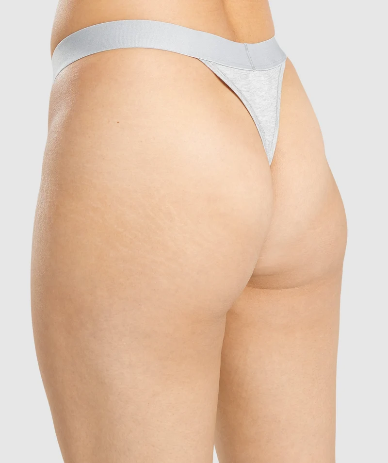 Gymshark Cotton High Rise Thong - Light Grey Marl