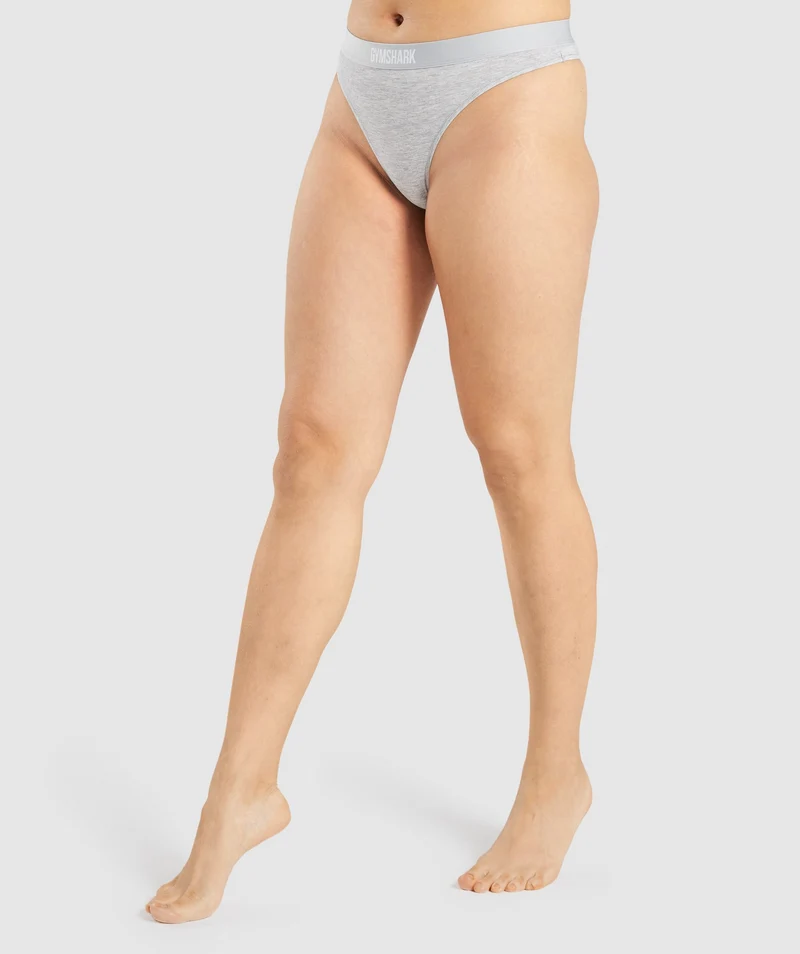 Gymshark Cotton Thong - Light Grey Marl