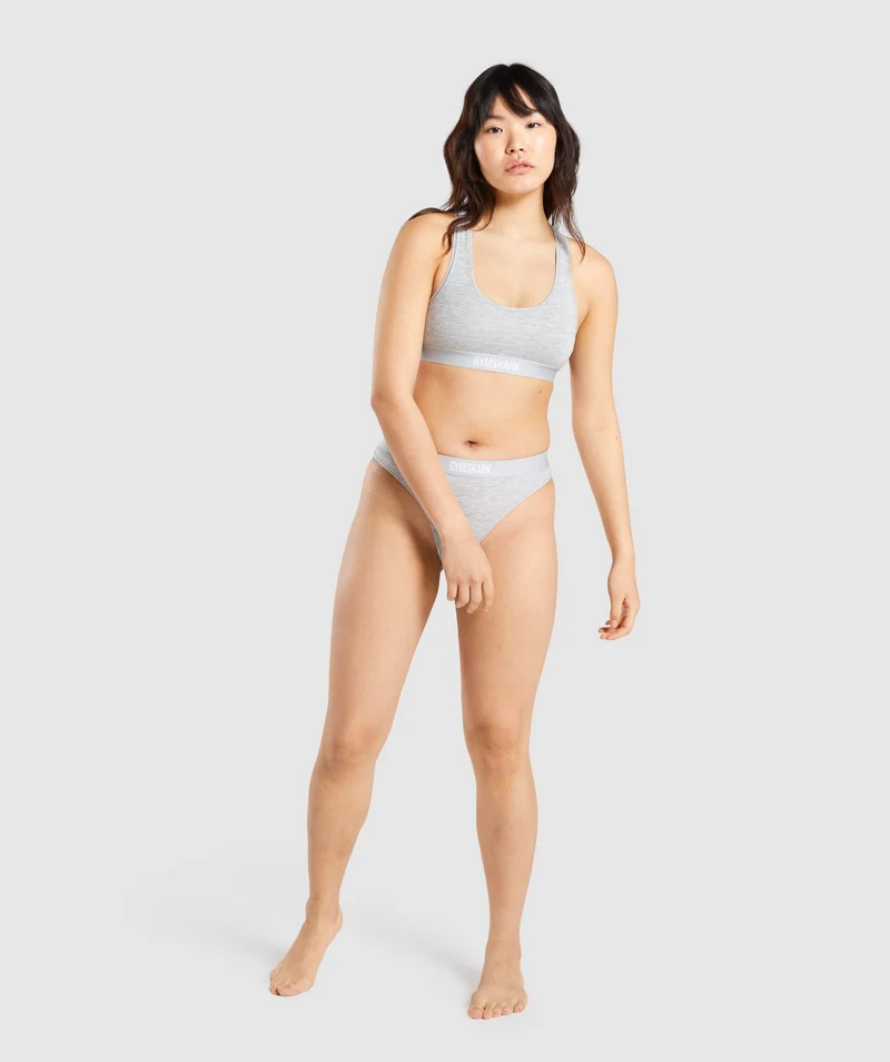 Gymshark Cotton Thong - Light Grey Marl