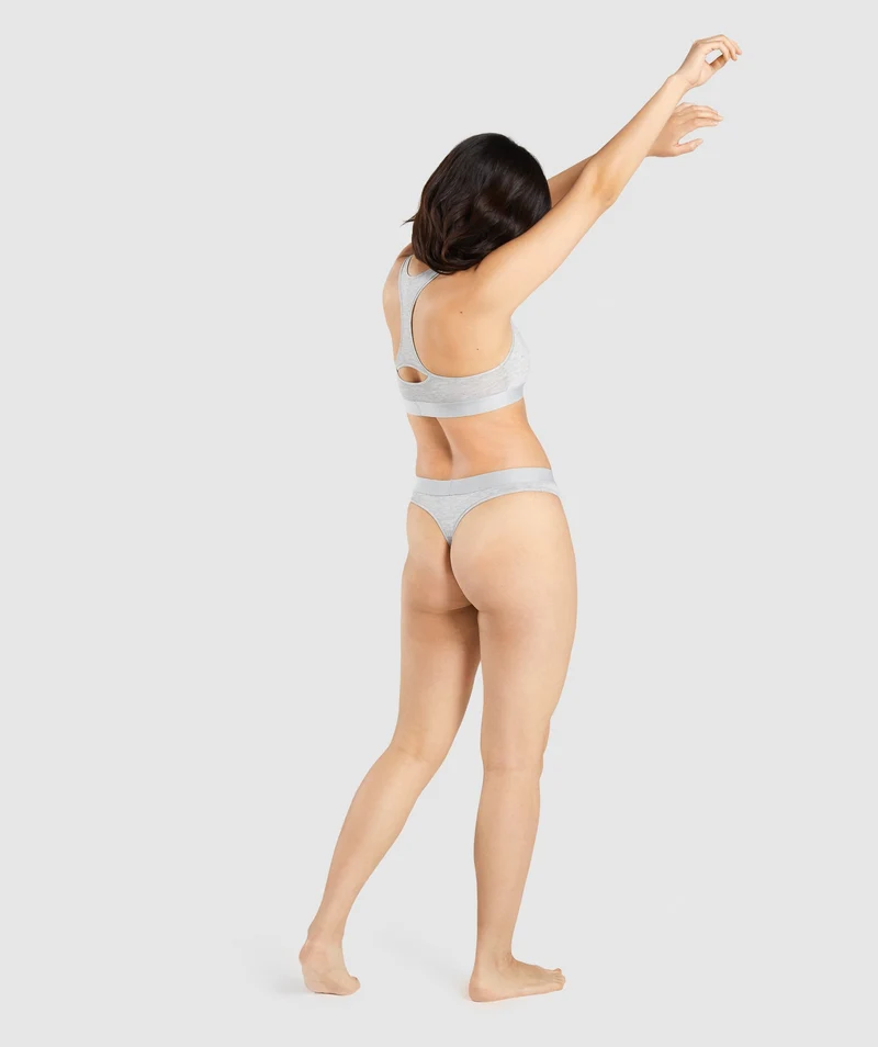 Gymshark Cotton Thong - Light Grey Marl