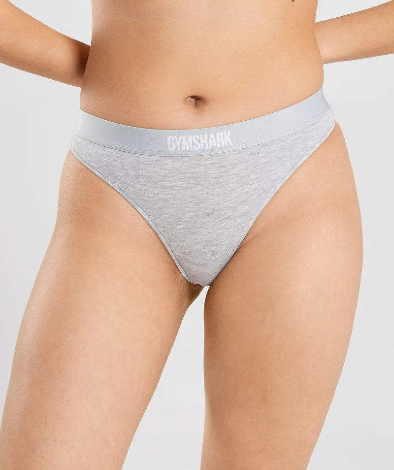 Gymshark Cotton Thong - Light Grey Marl