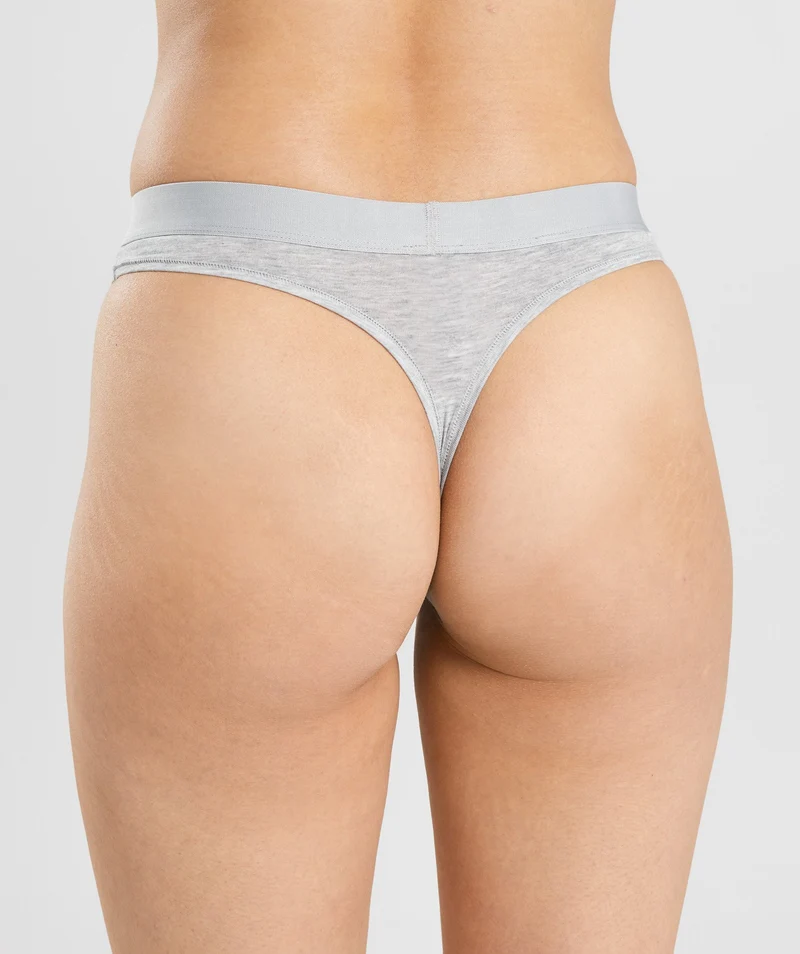 Gymshark Cotton Thong - Light Grey Marl