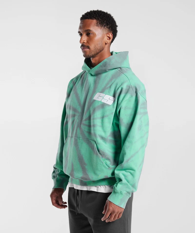 Gymshark Rest Day Hoodie - Oxidized Green/Silhouette Grey/Spiral Optic Wash