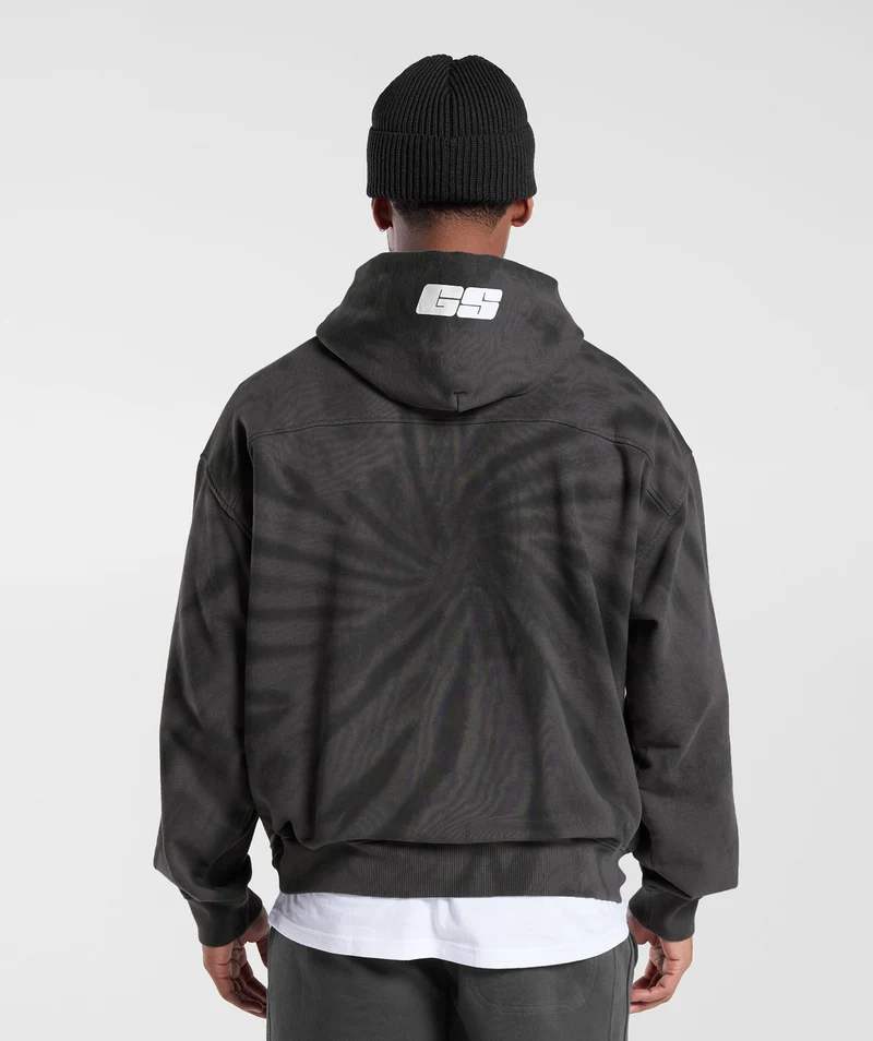 Gymshark Rest Day Hoodie - Silhouette Grey/Black/Spiral Optic Wash