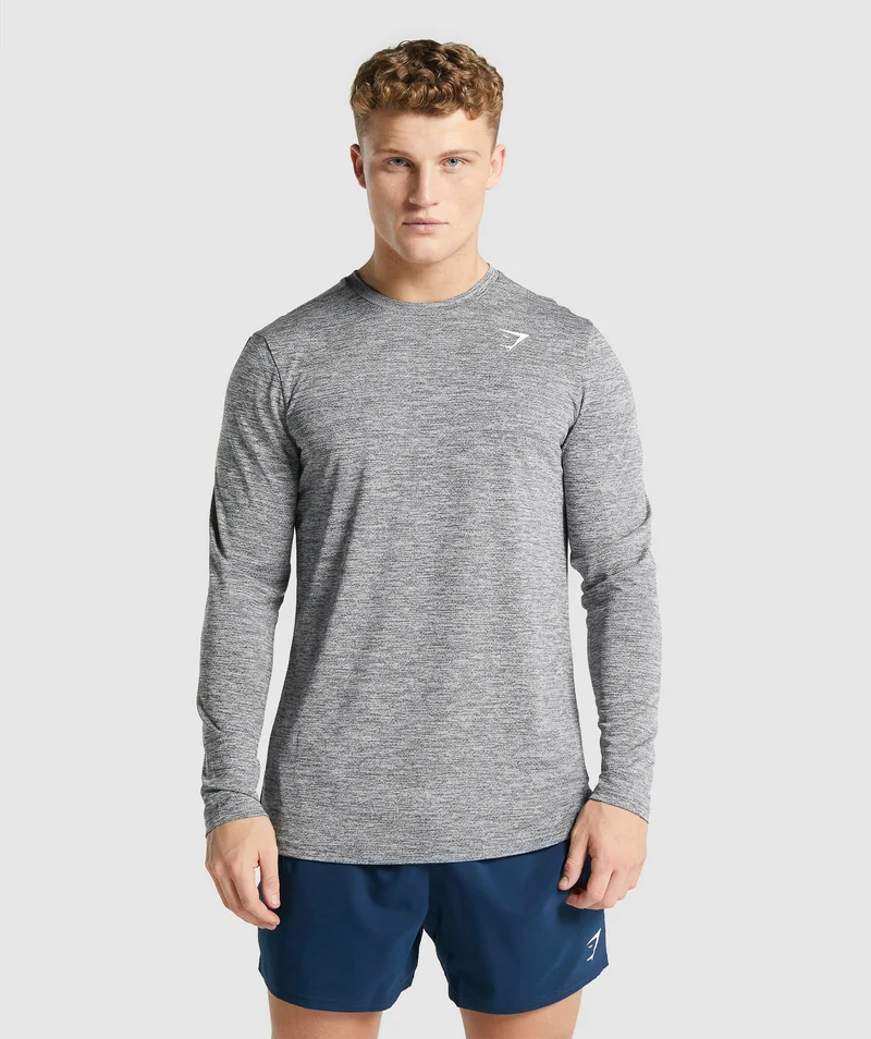 Gymshark Arrival Marl Long Sleeve T-Shirt - Charcoal Marl