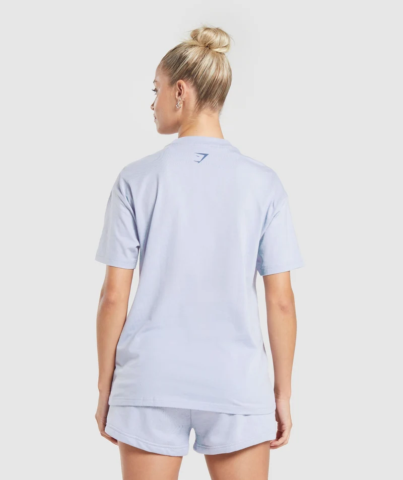 Gymshark Love Hearts Oversized T-Shirt - Silver Lilac