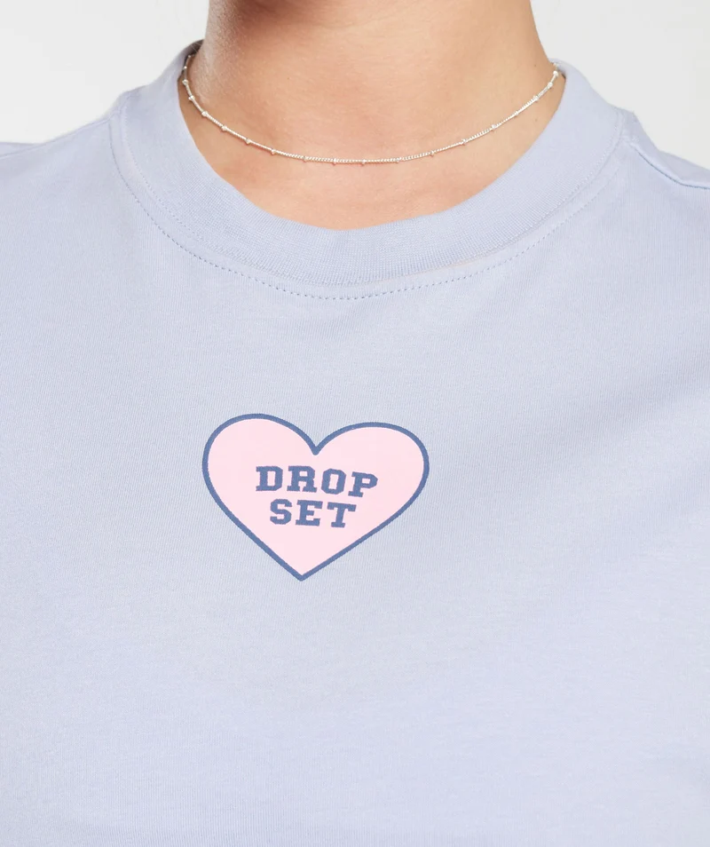 Gymshark Love Hearts Oversized T-Shirt - Silver Lilac