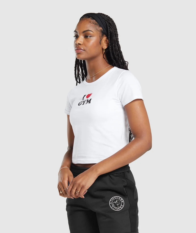 Gymshark I Heart Gym Baby T-Shirt - White