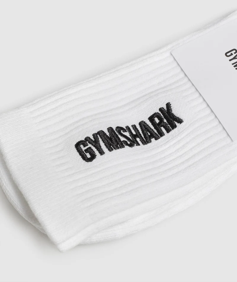 Gymshark Embroidered Logo Crew Socks - White