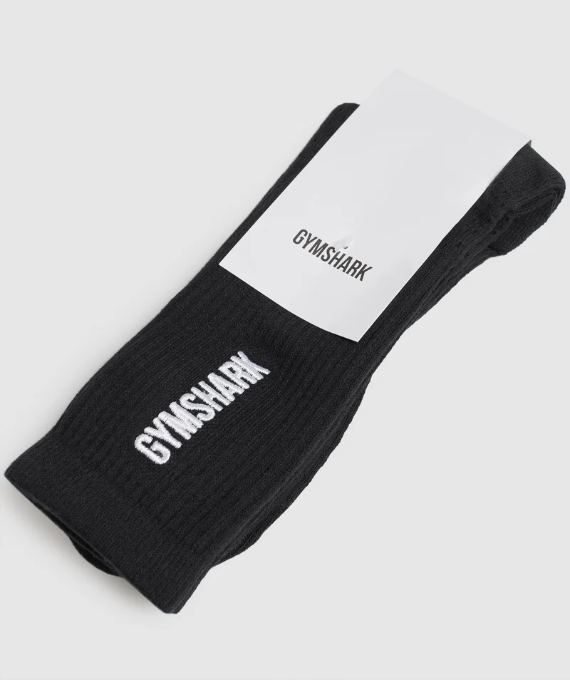 Gymshark Embroidered Logo Crew Socks - Black