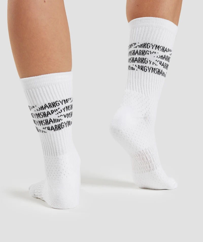 Gymshark Premium Logo Crew Socks 1pk - White