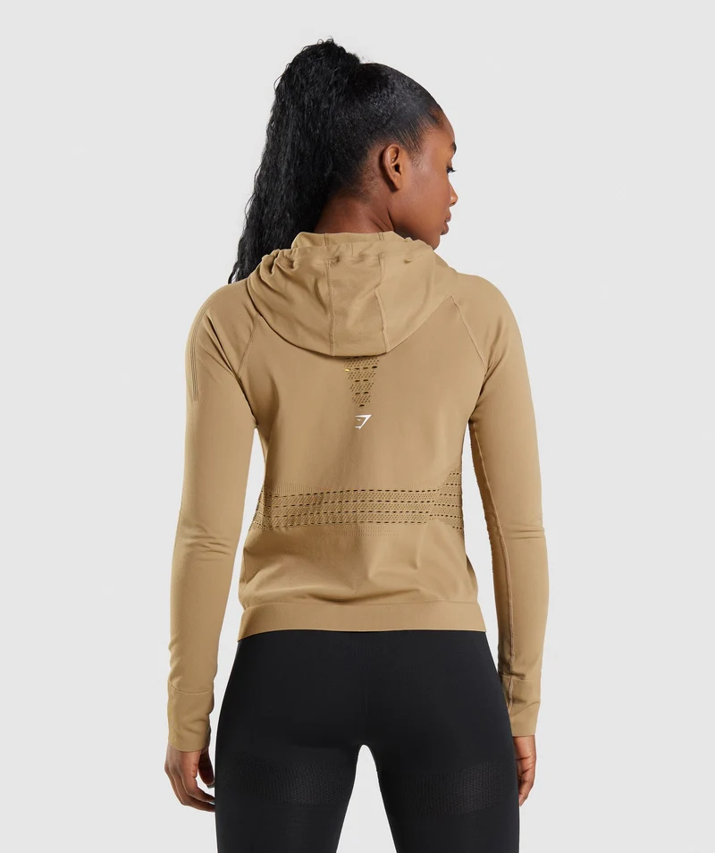 Gymshark Energy Seamless Hoodie - Biscotti Brown