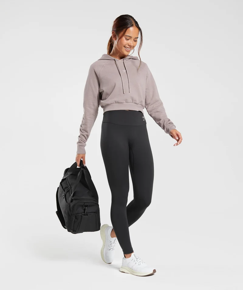 Gymshark Training Crop Hoodie - Washed Mauve