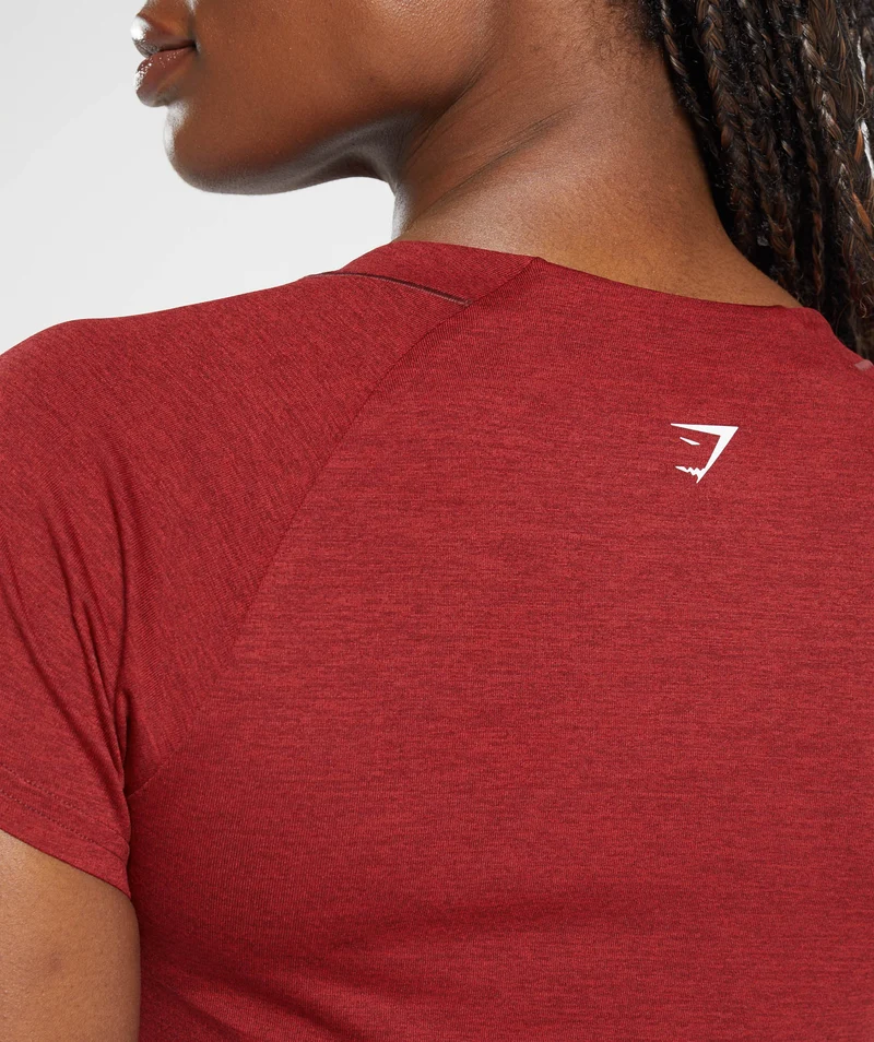 Gymshark Running T-Shirt - Washed Burgundy/Velvet Red