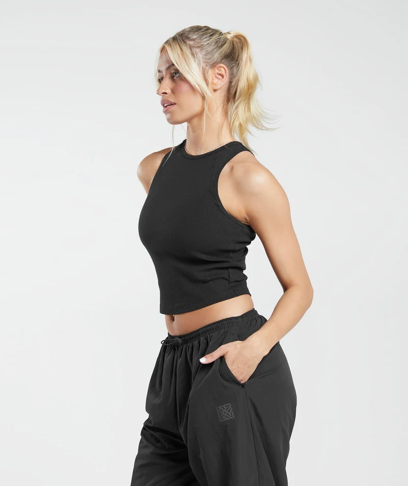 Gymshark Cotton Rib Midi Tank - Black