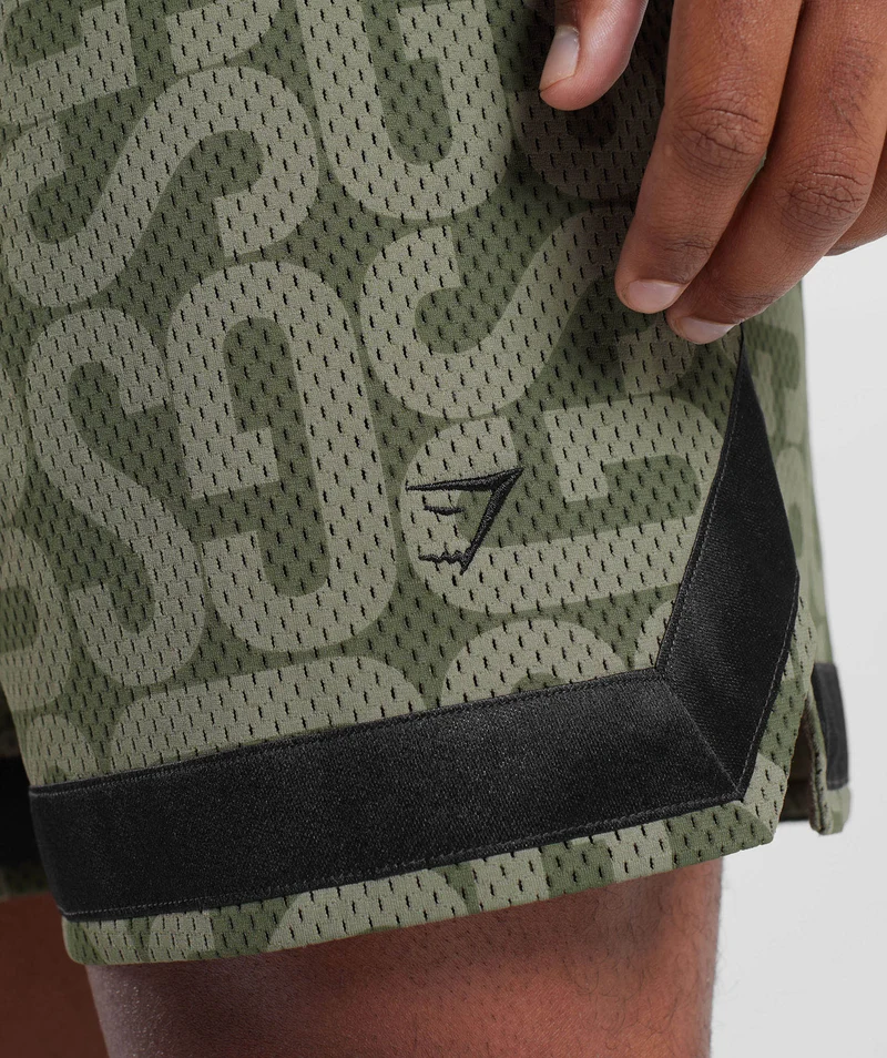 Gymshark Monogram Mesh Shorts - Dusty Olive