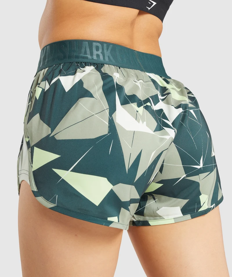 Gymshark Training Loose Fit Shorts - Light Green Print