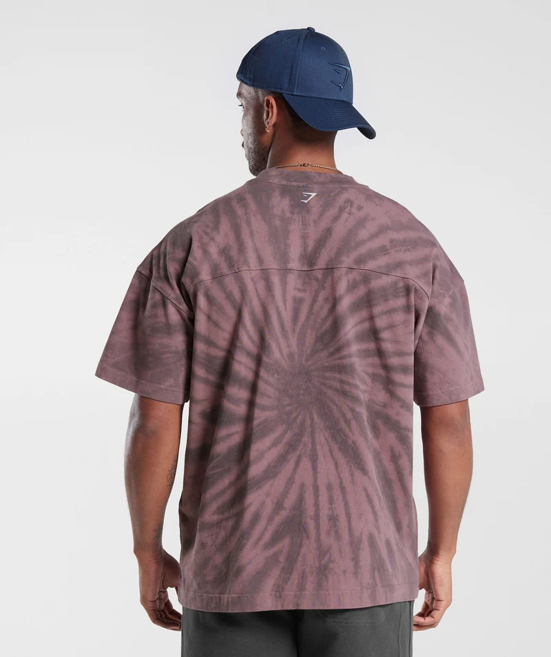Gymshark Rest Day T-Shirt - Dusty Maroon/Silhouette Grey/Spiral Optic Wash