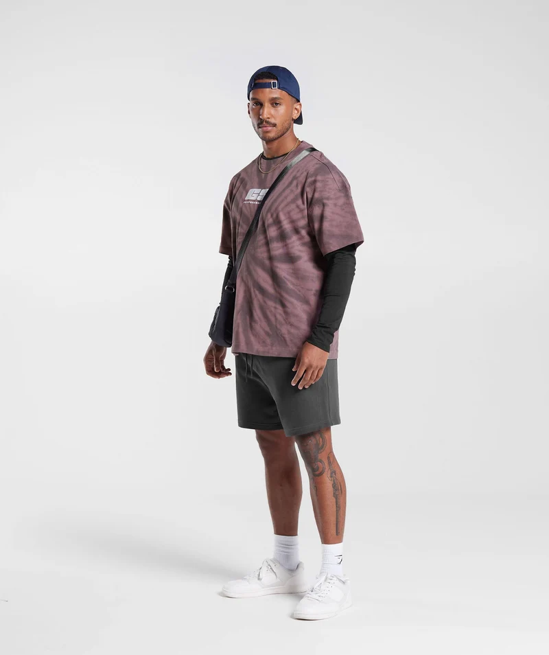 Gymshark Rest Day T-Shirt - Dusty Maroon/Silhouette Grey/Spiral Optic Wash