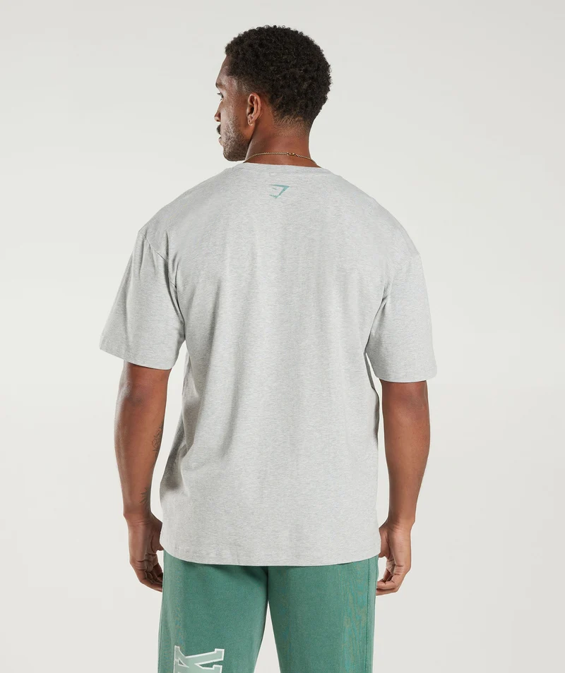 Gymshark Collegiate Oversized T-Shirt - Light Grey Core Marl