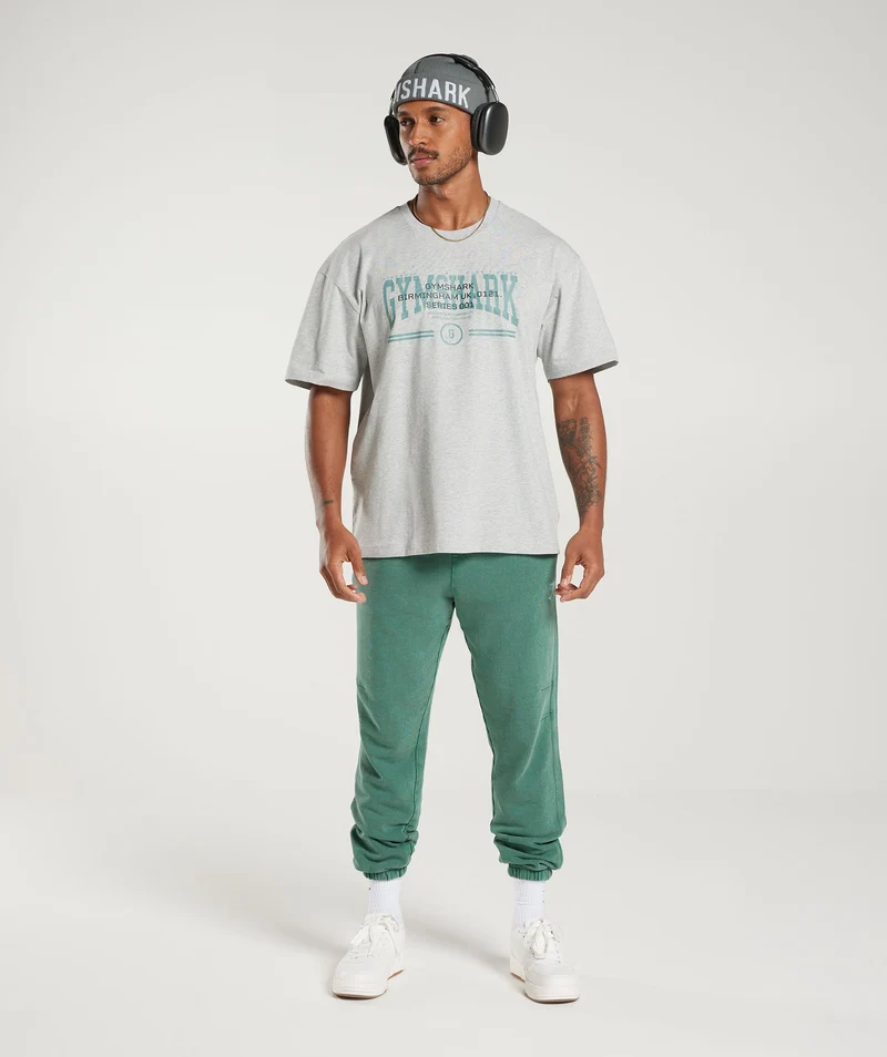 Gymshark Collegiate Oversized T-Shirt - Light Grey Core Marl