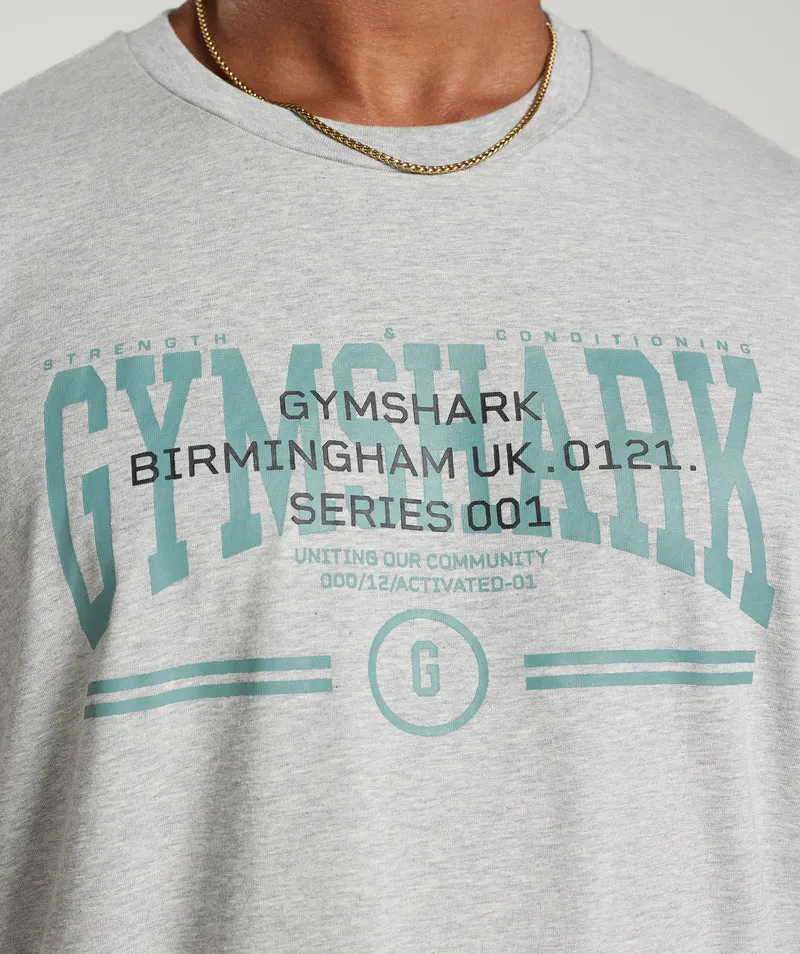 Gymshark Collegiate Oversized T-Shirt - Light Grey Core Marl