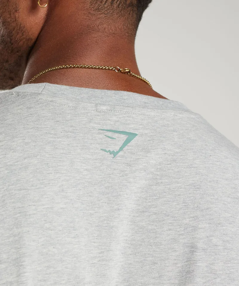 Gymshark Collegiate Oversized T-Shirt - Light Grey Core Marl