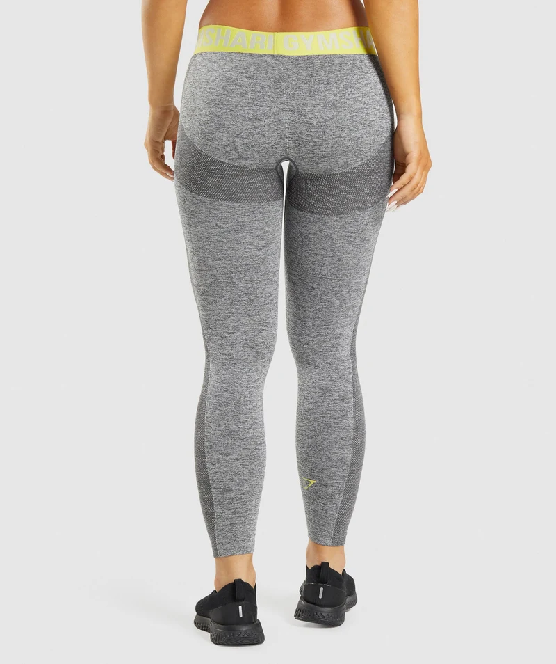 Gymshark Flex Low Rise Leggings - Charcoal Marl/Glitch Yellow