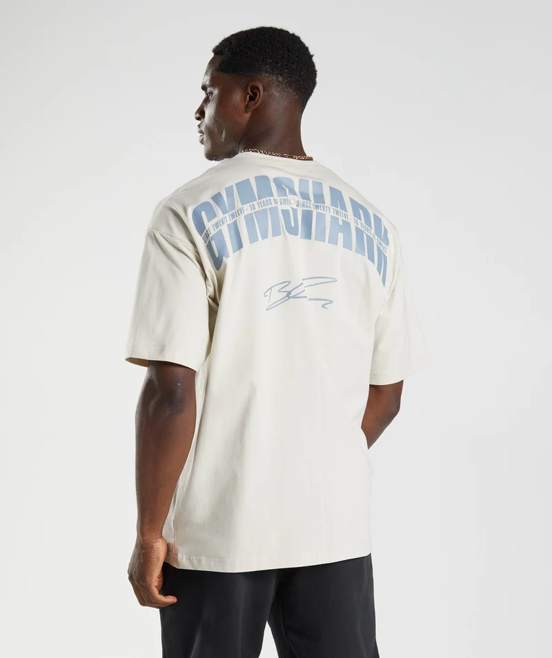Gymshark GS10 Year Oversized T-Shirt - Chalky Grey