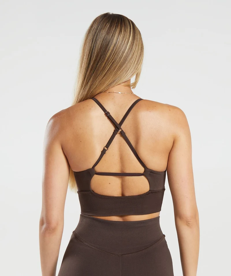 Gymshark Sweat Seamless Longline Sports Bra - Shadow Brown