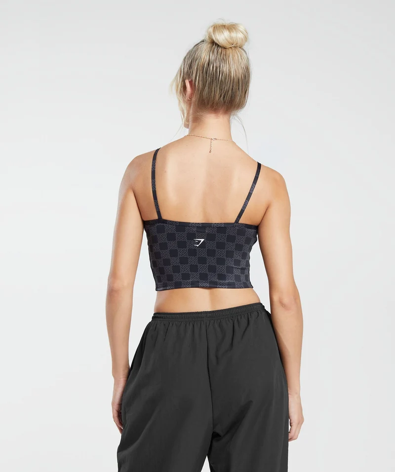 Gymshark Monogram Crop Cami Tank - Onyx Grey