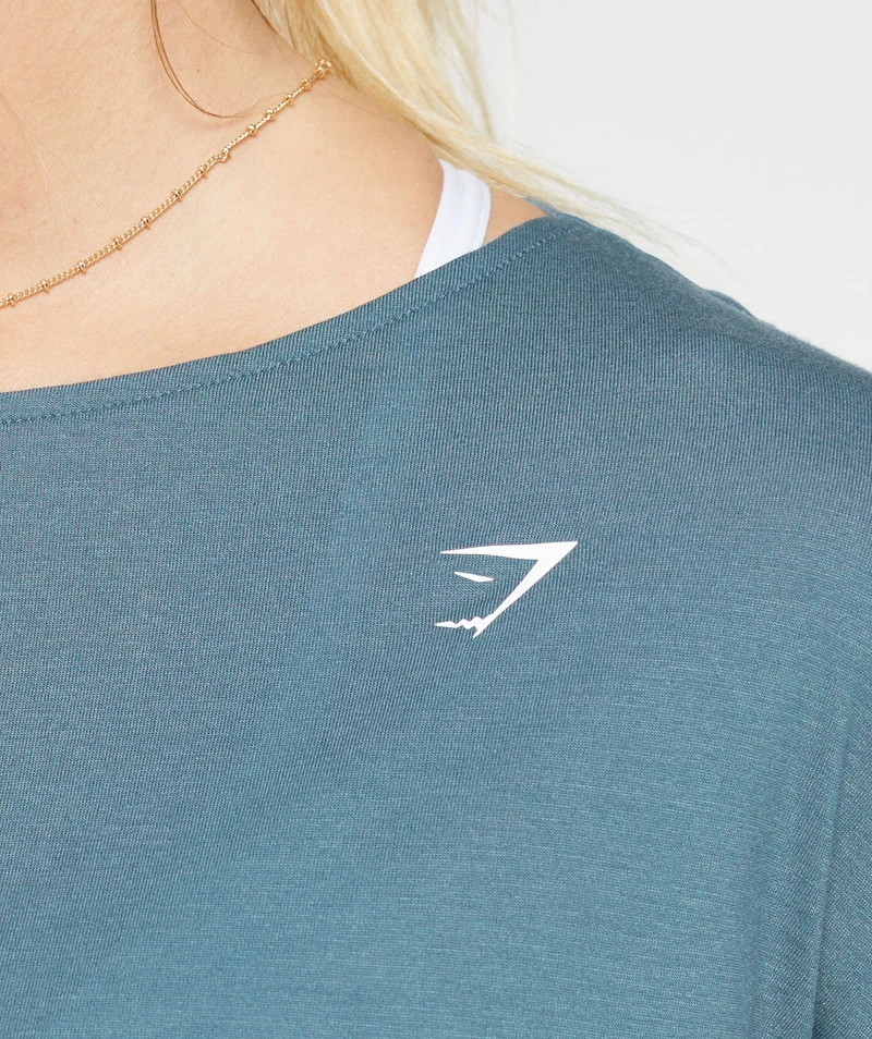 Gymshark Super Soft Cut-Out Long Sleeve Top - Denim Teal