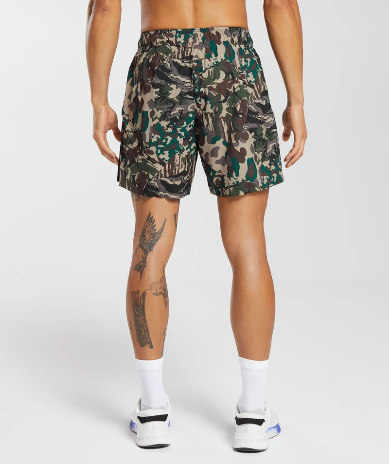 Gymshark Sport 7" Shorts - Cement Brown/Black Print