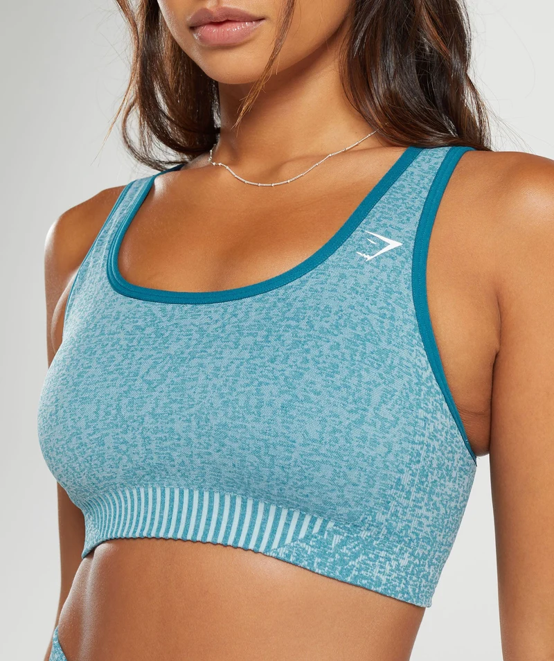 Gymshark Marl Seamless Scoop Bra - Light Blue Marl/Light Grey Marl/Turkish Teal